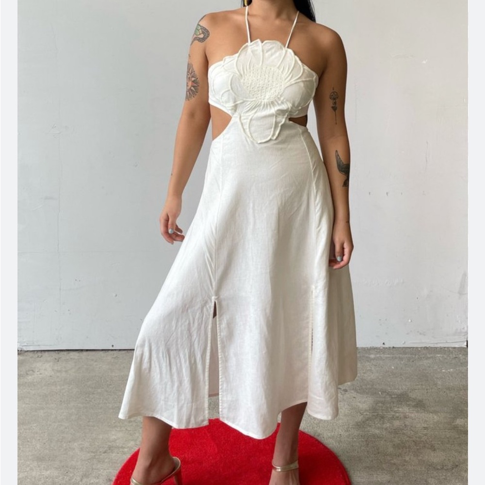 Farm Rio White Halter Dress